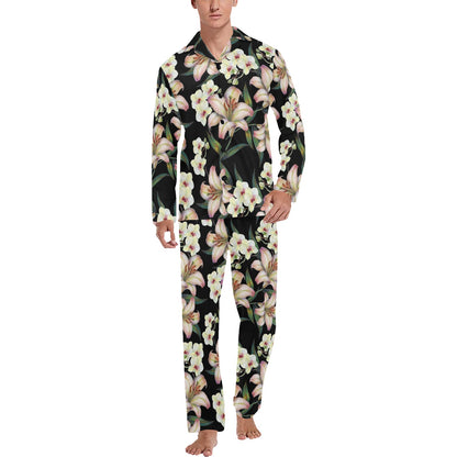 Lily Pattern Print Design LY03 Men's Long Pajama Set