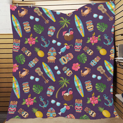 Hawaiian Themed Pattern Print Design H024 Premium Quilt