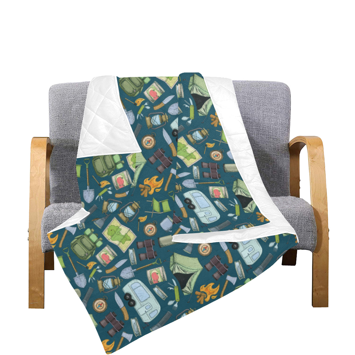 Camping Pattern Print Design 02 Premium Quilt