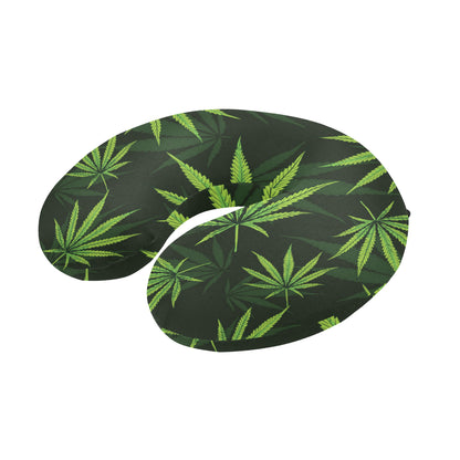 Pot Leaf Pattern Print Design A03 U-Shaped Travel Neck Pillow