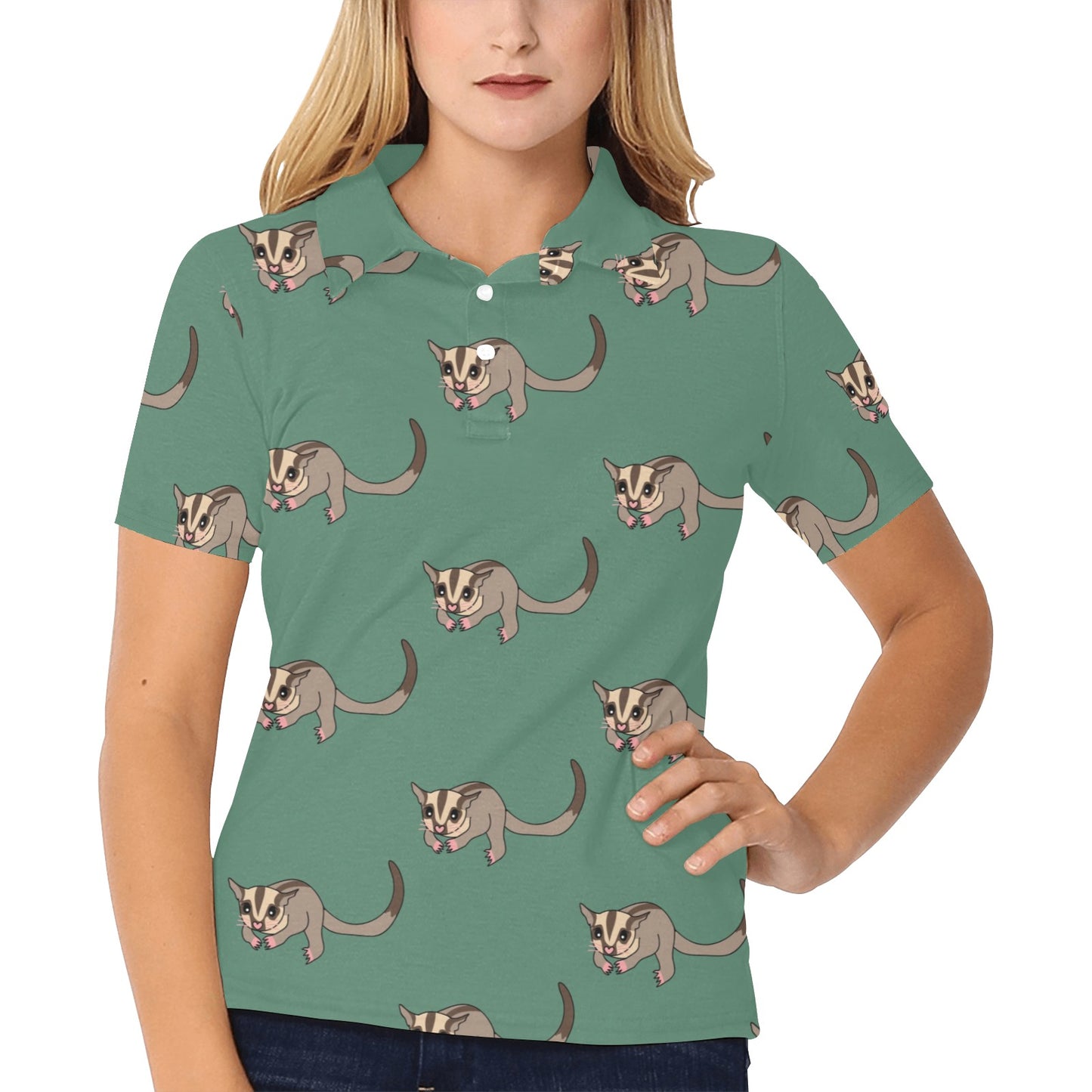 Sugar Glider Pattern Print Design 01 Women's Polo Shirt
