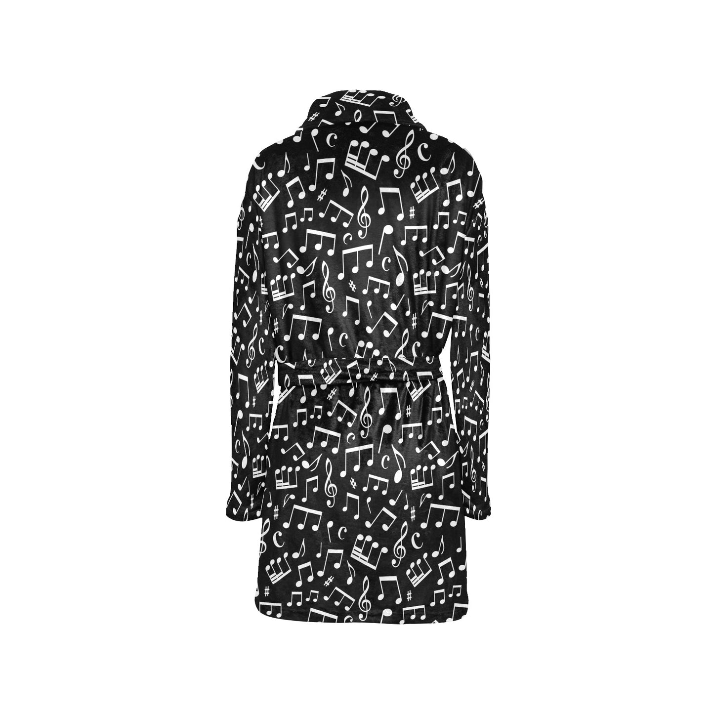 Music Note Black white Themed Print Women's Fleece Robe