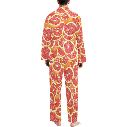 Grapefruit Pattern Print Design GF02 Men's Long Pajama Set