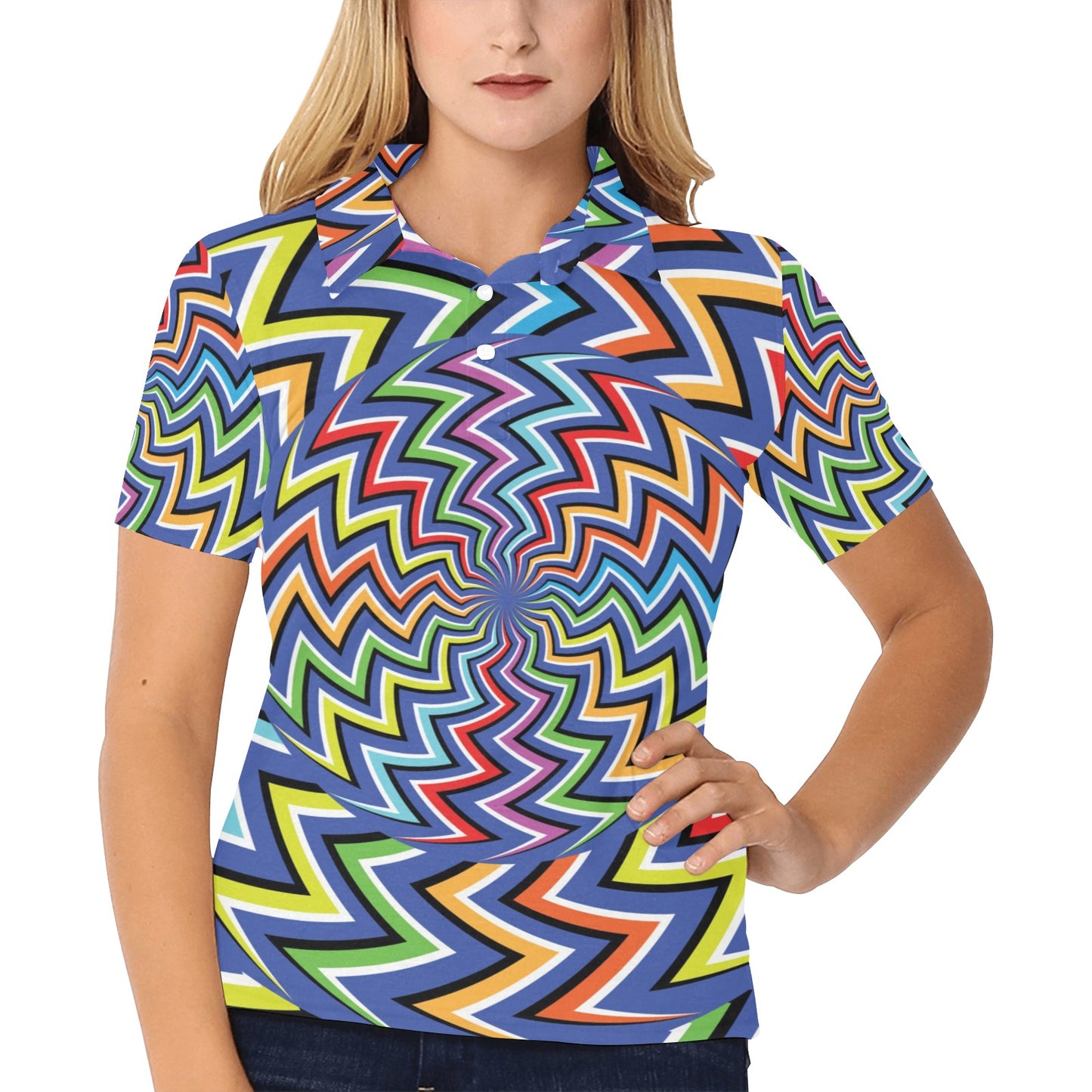 Optical illusion Pattern Print Design A02 Women's Polo Shirt