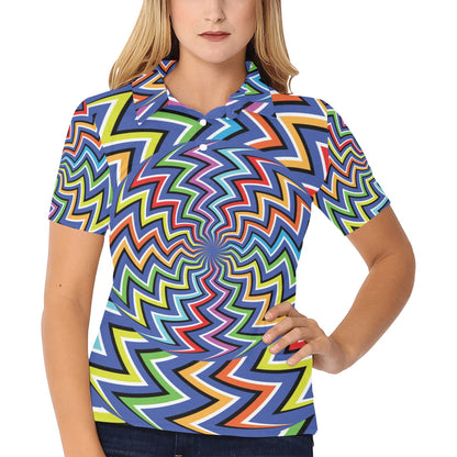 Optical illusion Pattern Print Design A02 Women's Polo Shirt