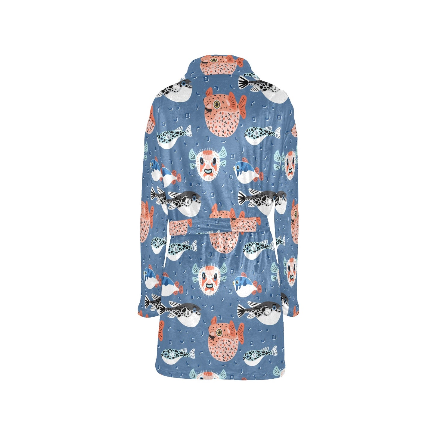 Fugu Pattern Print Design 02 Women's Fleece Robe