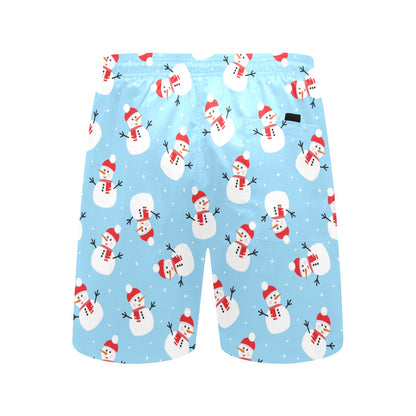 Snowman Print Design LKS305 Men's Swim Trunks Beach Shorts