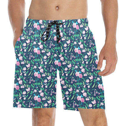 Sweet Pea Print Design LKS303 Men's Swim Trunks Beach Shorts