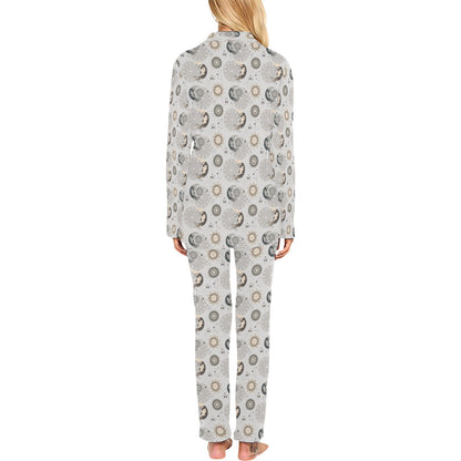 Sun Moon Print Design LKS302 Women's Long Pajama Set