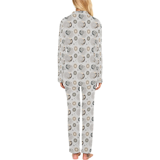 Sun Moon Print Design LKS302 Women's Long Pajama Set