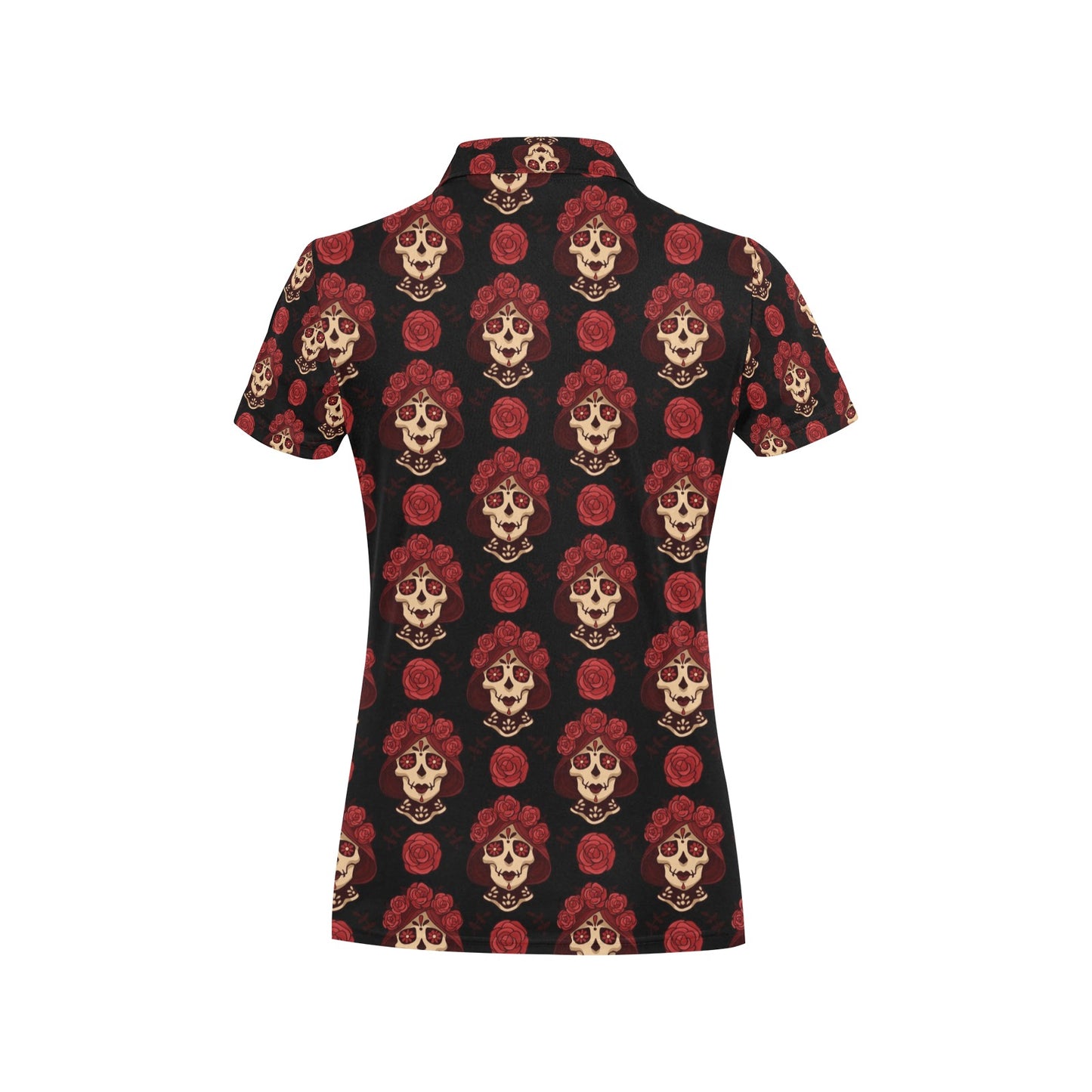 Day of the Dead Skull Girl Pattern Women's Polo Shirt