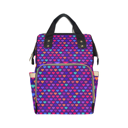 Heart Pixel Pattern Print Design HE03 Diaper Bag Backpack