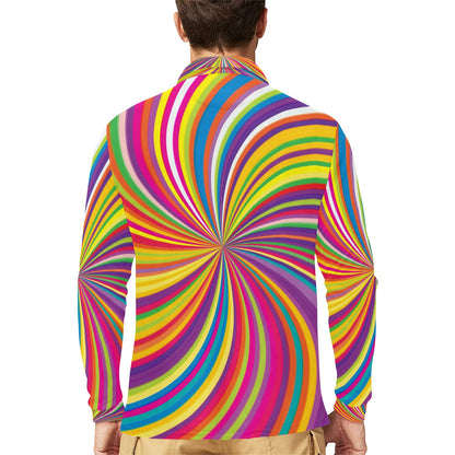 Vortex Print Design LKS301 Long Sleeve Polo Shirt For Men's