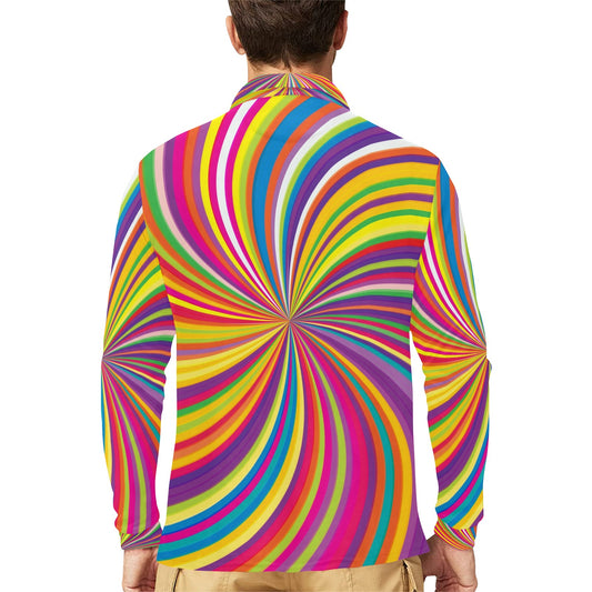Vortex Print Design LKS301 Long Sleeve Polo Shirt For Men's