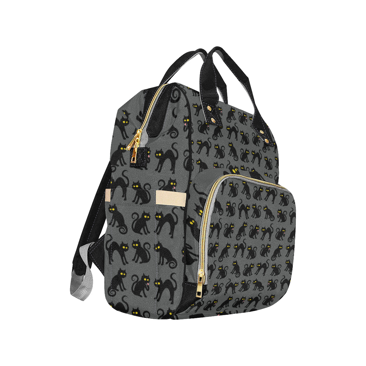 Black Cat Cute Print Pattern Diaper Bag Backpack