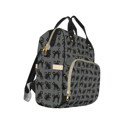 Black Cat Cute Print Pattern Diaper Bag Backpack