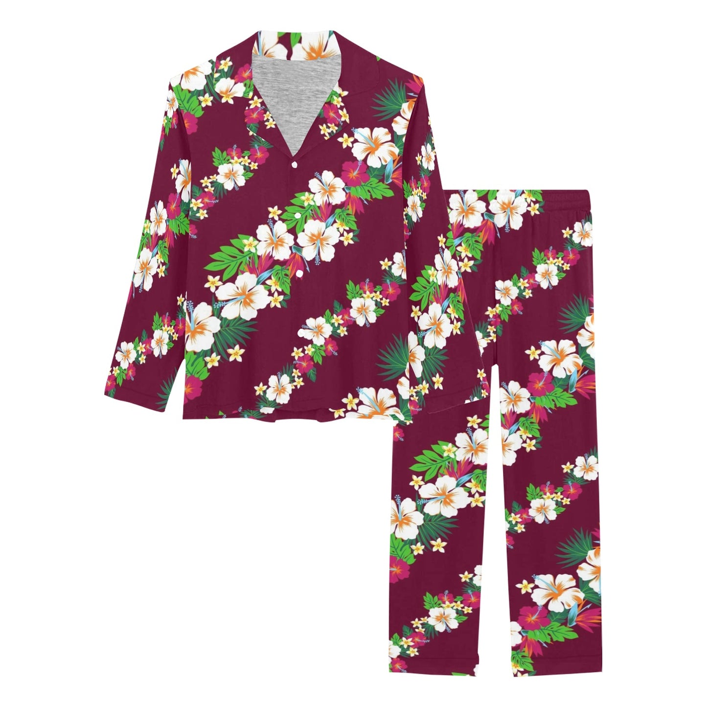 Hawaiian Themed Pattern Print Design H06 Women's Long Pajama Set