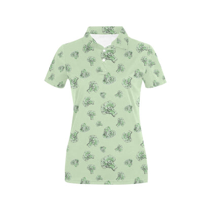 Broccoli Pattern Print Design 05 Women's Polo Shirt
