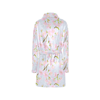 Pink Cherry Blossom Sakura Women's Fleece Robe