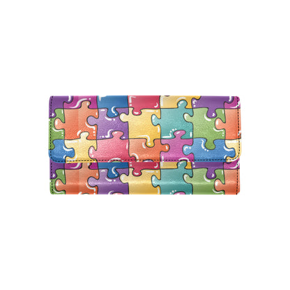 Puzzle Pattern Print Design A05 Women's Trifold Wallet