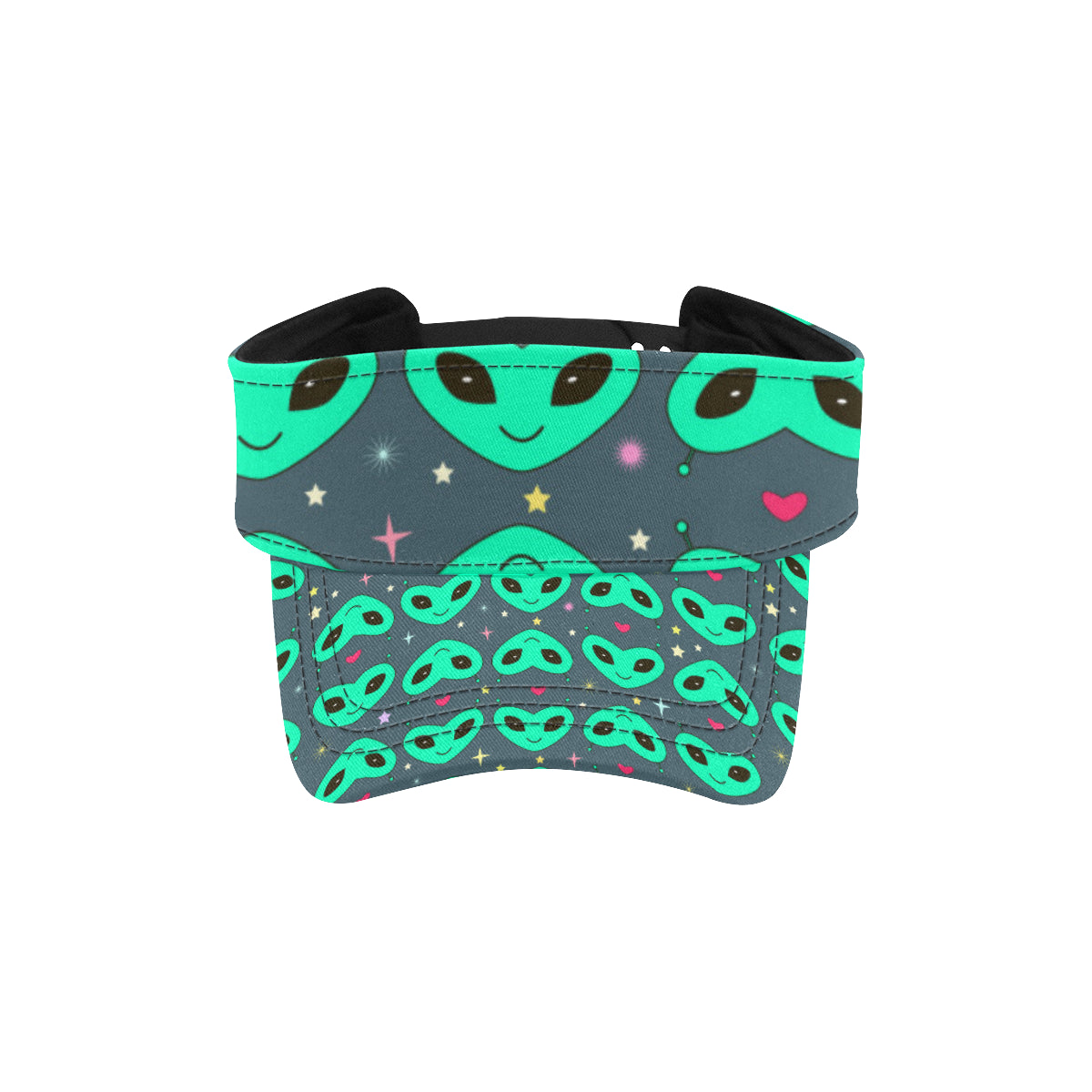 Alien Head Heart Pattern Print Design 03 Unisex Sun Visor