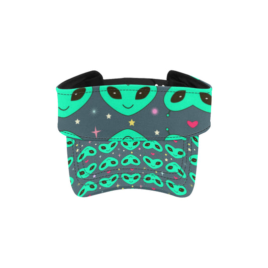 Alien Head Heart Pattern Print Design 03 Unisex Sun Visor