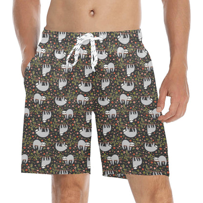 Sloth Cute Design Themed Print Men's Swim Trunks Beach Shorts