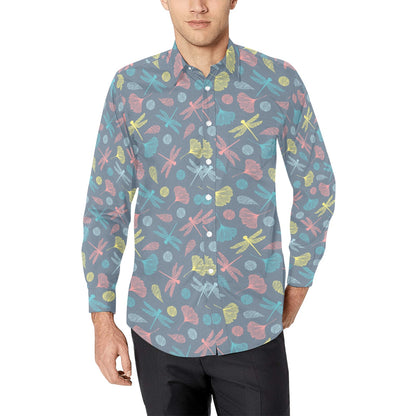 Dragonfly Print Design LKS403 Men's Long Sleeve Dress Shirt