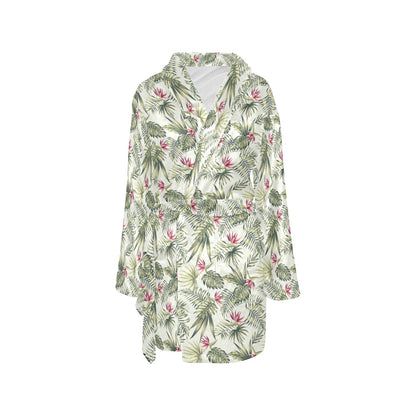 Bird Of Paradise Pattern Print Design 04 Women's Fleece Robe
