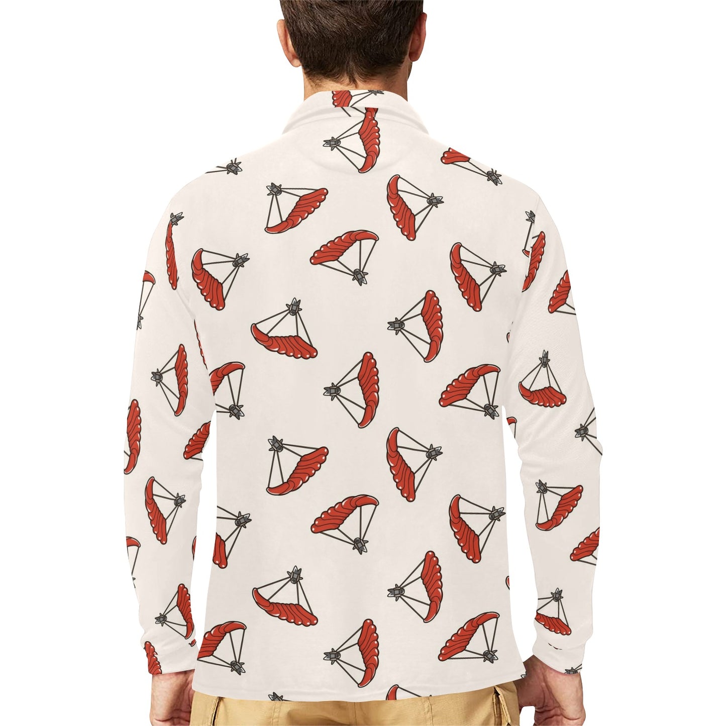 Skydiver Print Design LKS302 Long Sleeve Polo Shirt For Men's
