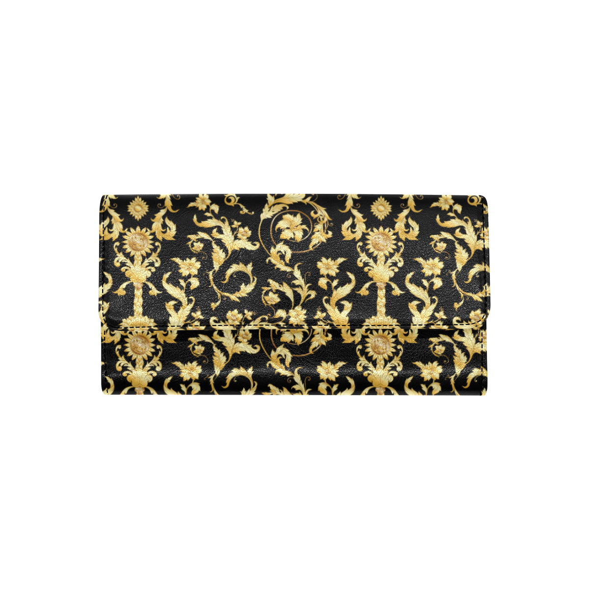 Baroque Golden Pattern Print Design 04 Women's Trifold Wallet