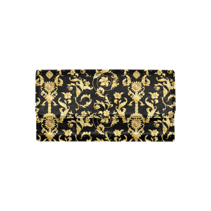 Baroque Golden Pattern Print Design 04 Women's Trifold Wallet