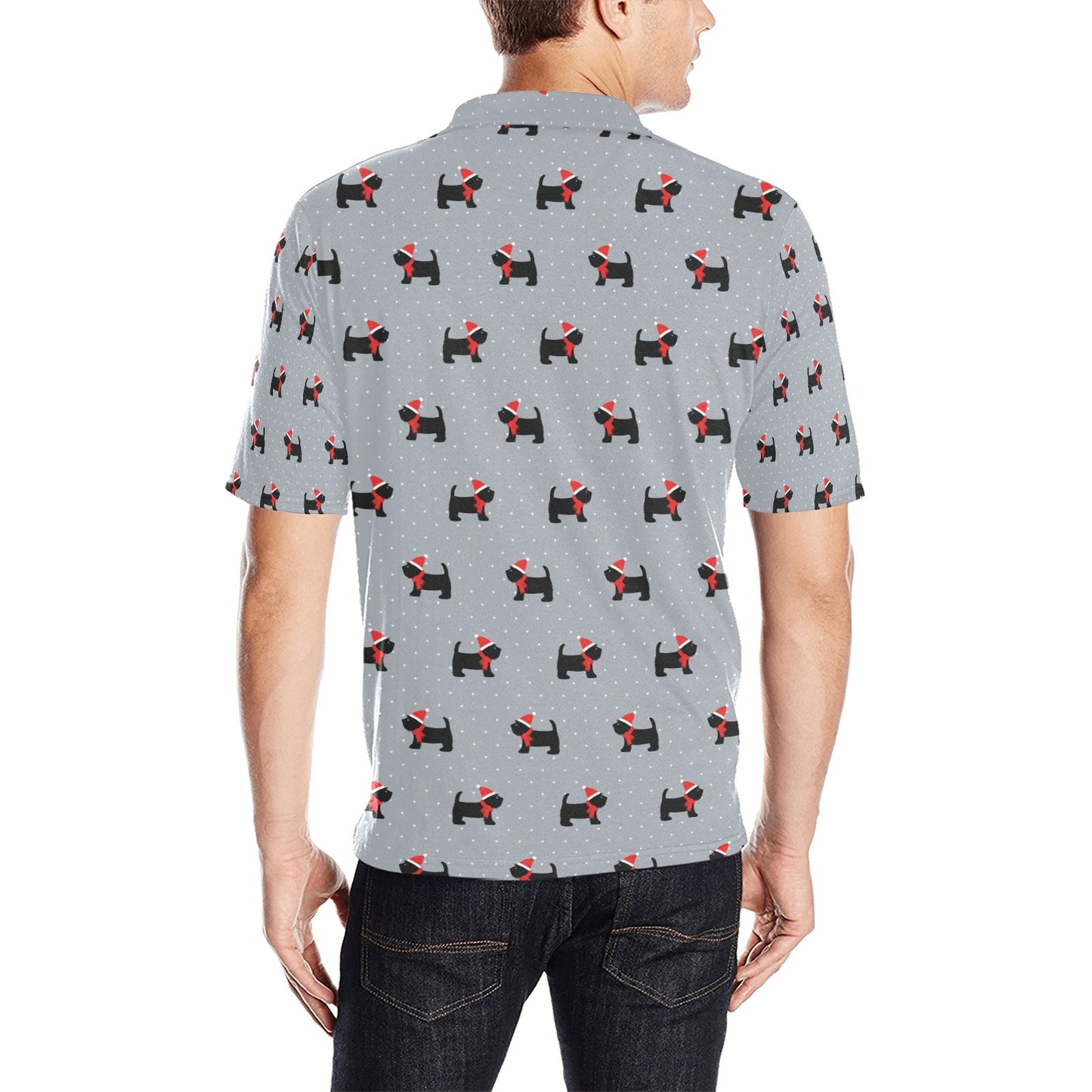 Scottish Christmas Themed Terriers Print Design LKS3018 Men Polo Shirt