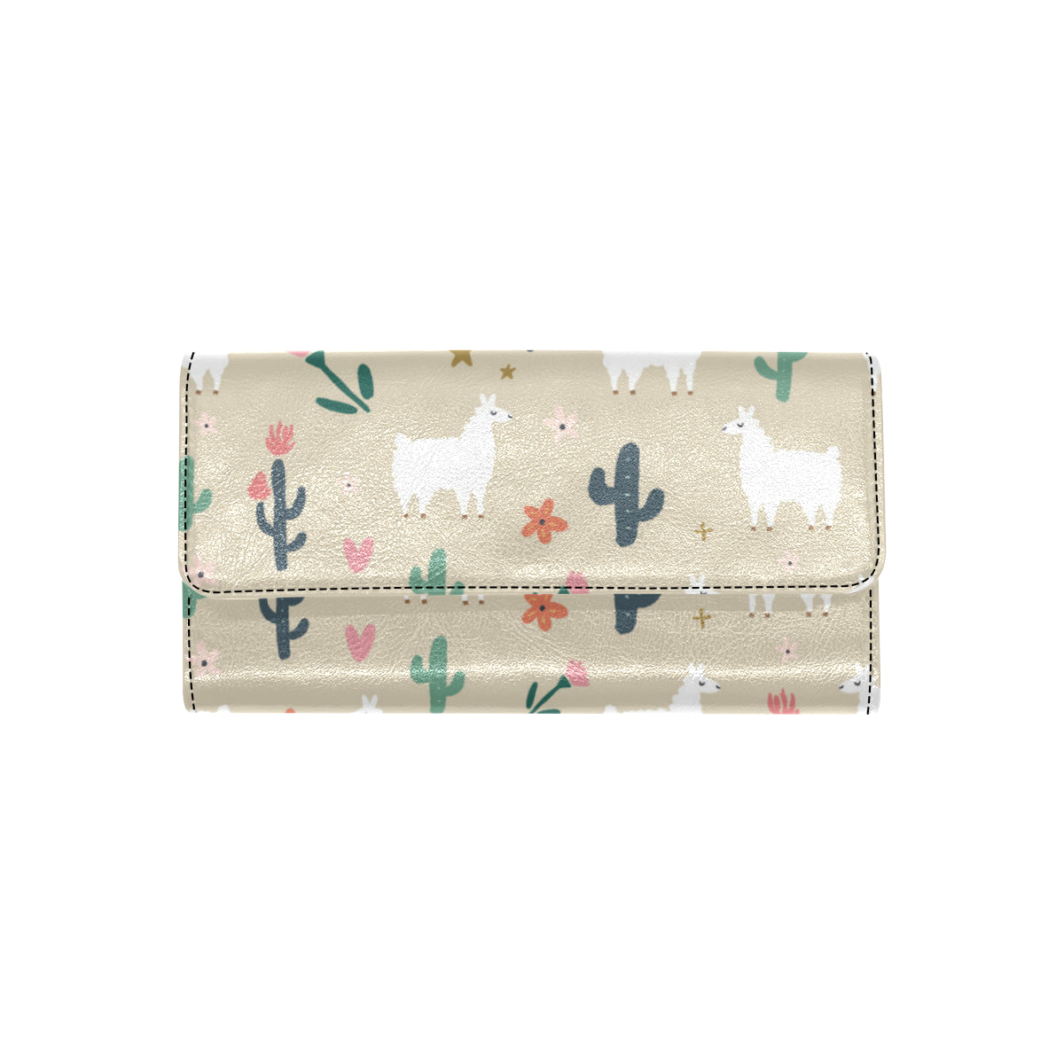 Llama Cactus Pattern Print Design 09 Women's Trifold Wallet