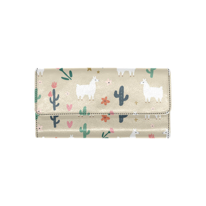 Llama Cactus Pattern Print Design 09 Women's Trifold Wallet