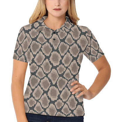 Snake Skin Design Print Women's Polo Shirt