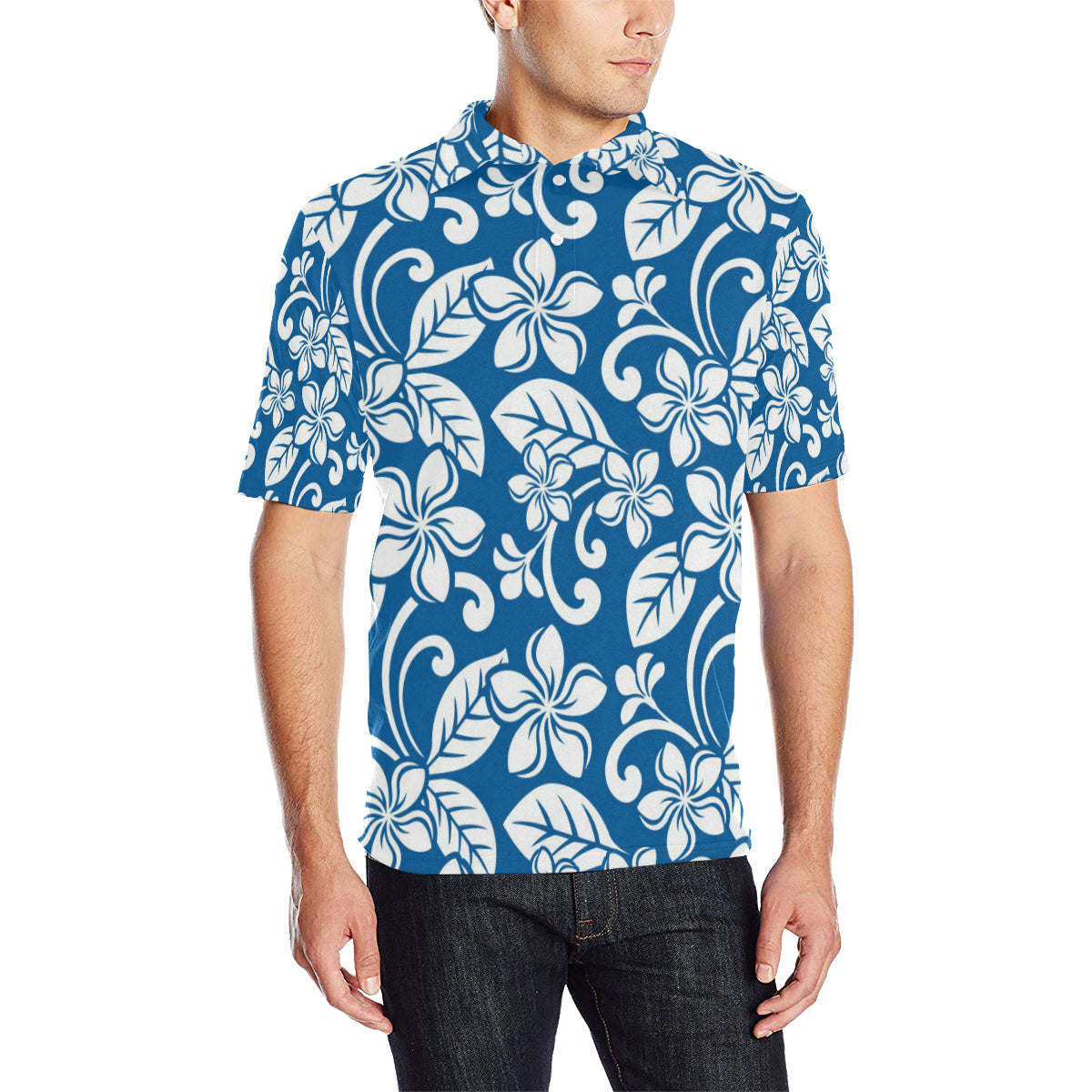 Plumeria Pattern Print Design PM013 Men Polo Shirt