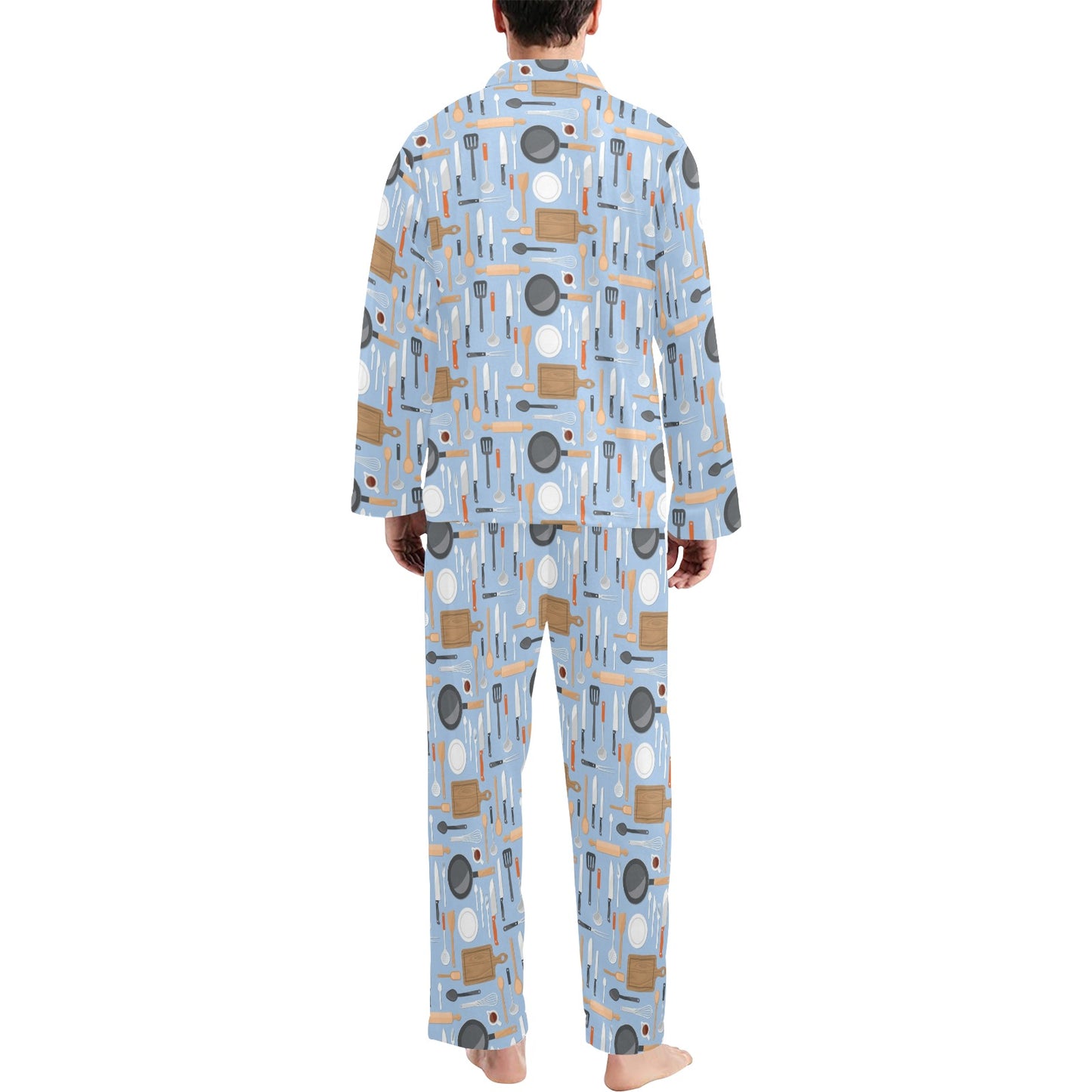 Cooking Kitchen Tools Pattern Print Design 02 Men's Long Pajama Set