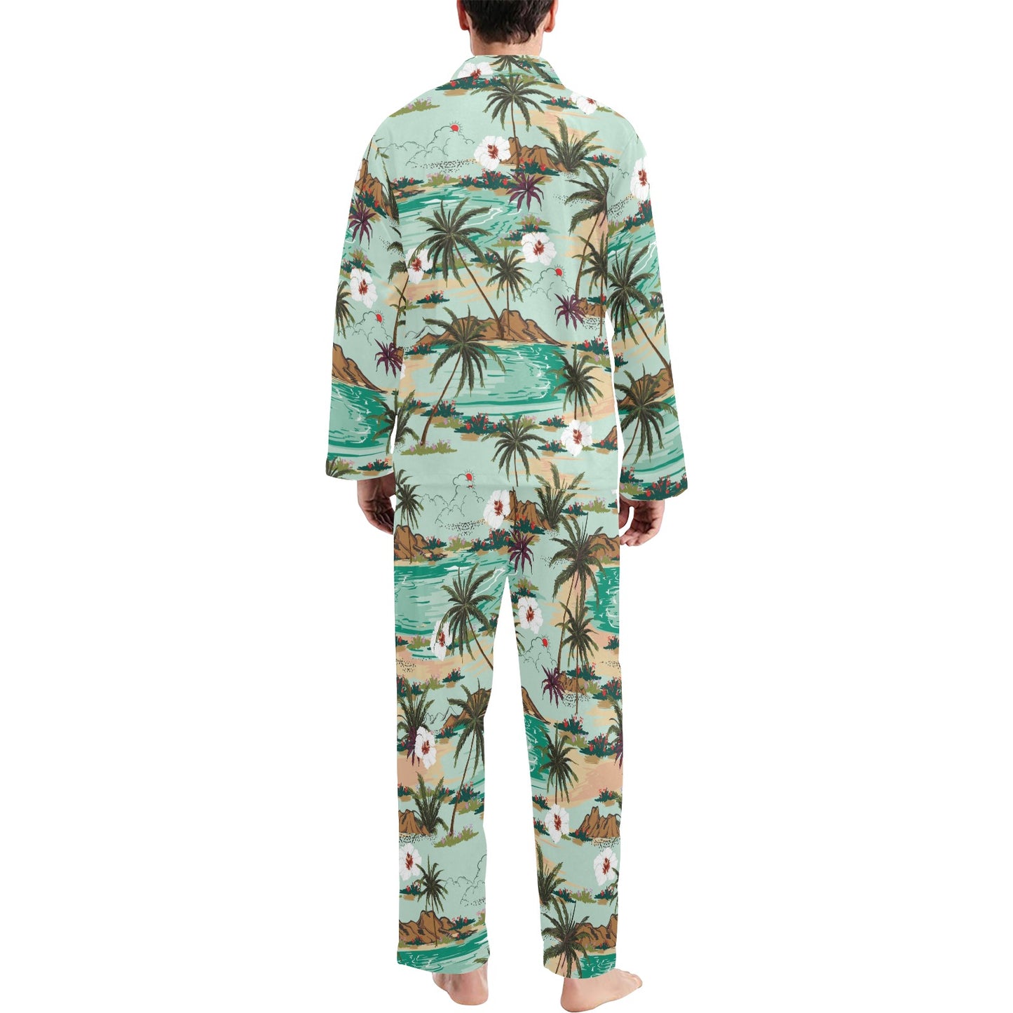 Pacific island Pattern Print Design A03 Men's Long Pajama Set