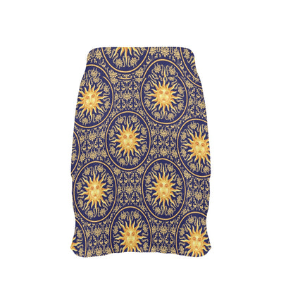 Celestial Gold Sun Face 17" Golf & Pickleball Skort with Pockets