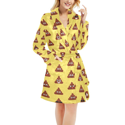 Emoji Poop Print Pattern Women's Fleece Robe