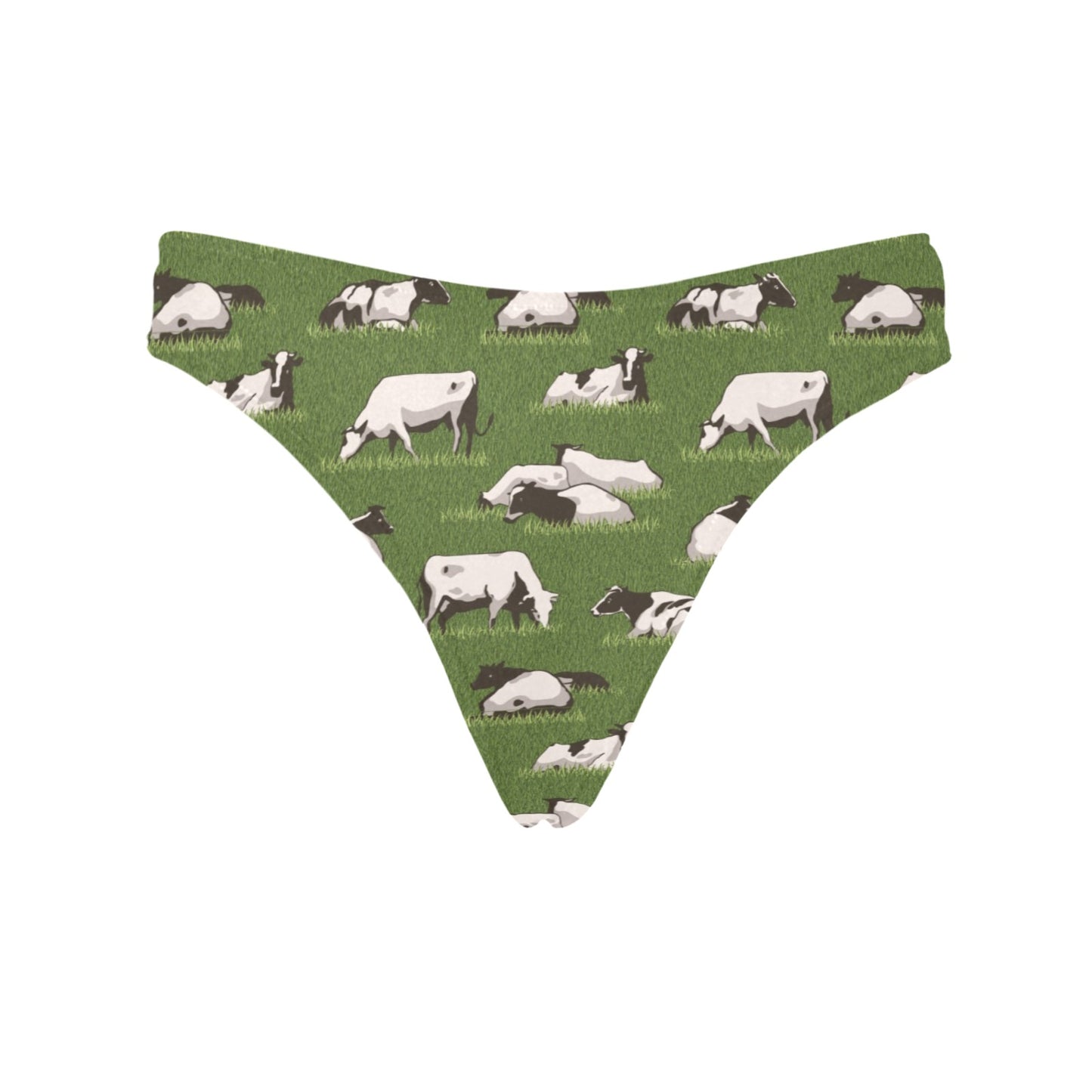 Cow on Grass Print Pattern Women's Thongs