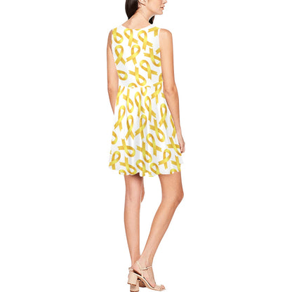 Childhood cancer Pattern Print Design 02 Sleeveless Dress