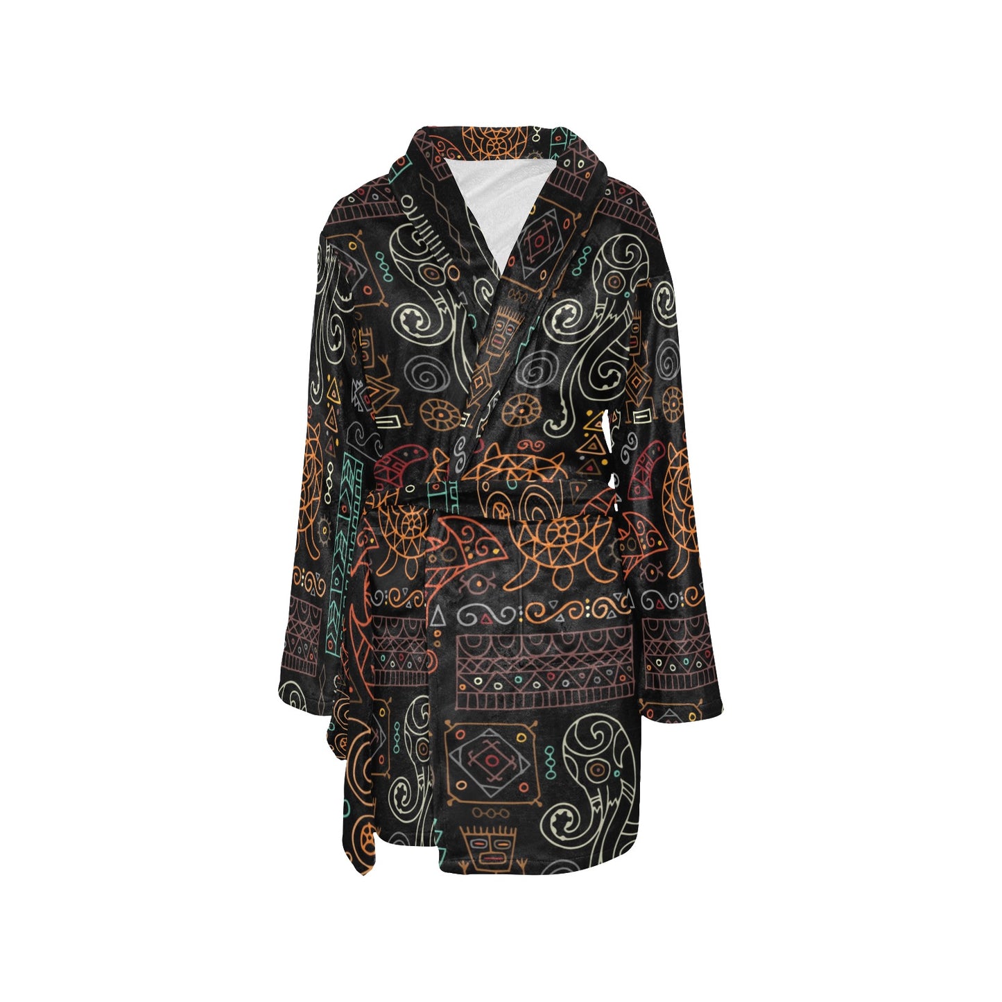 Polynesian Pattern Print Design A04 Women's Fleece Robe