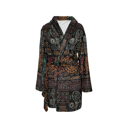 Polynesian Pattern Print Design A04 Women's Fleece Robe