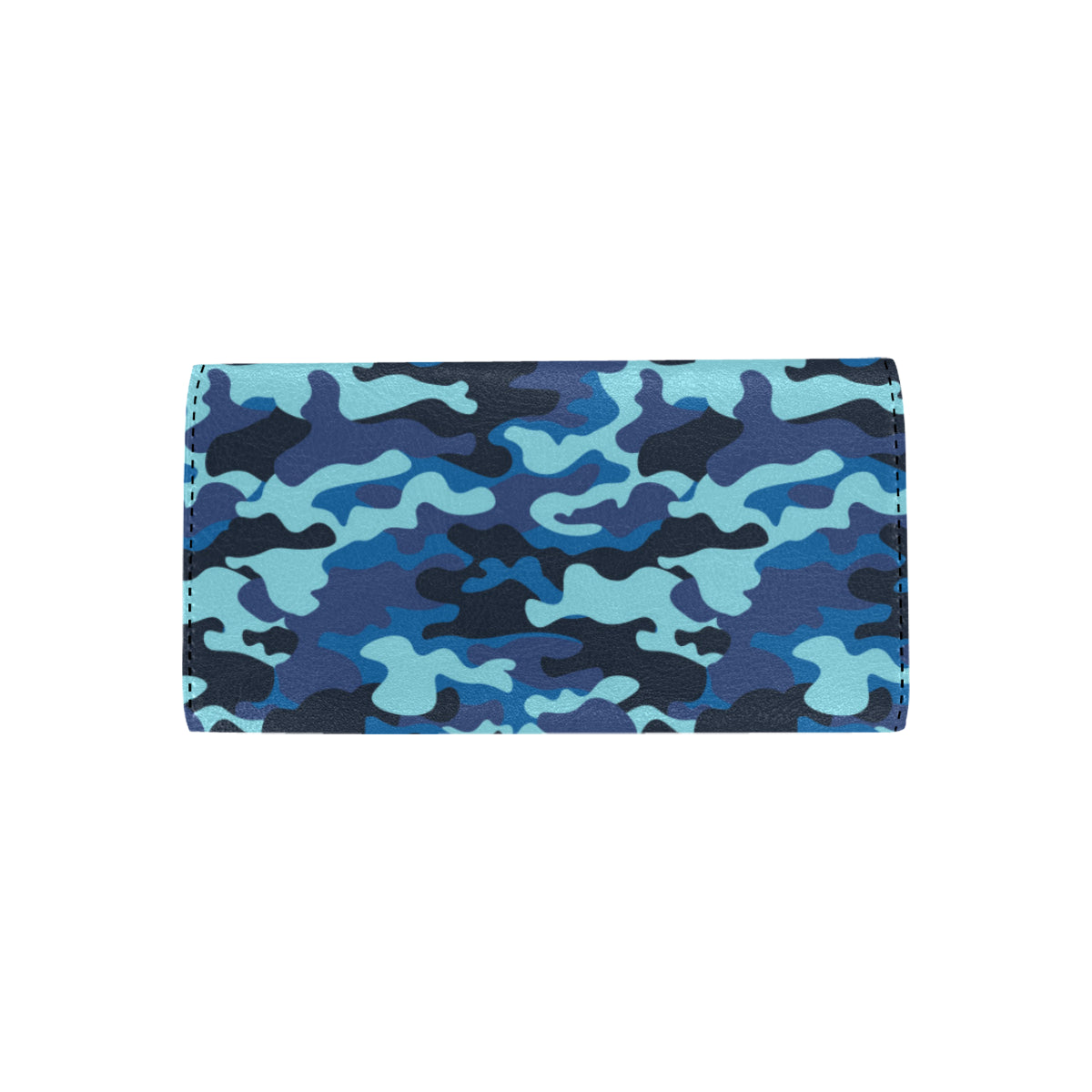 Camo Blue Pattern Print Design 04 Women's Trifold Wallet