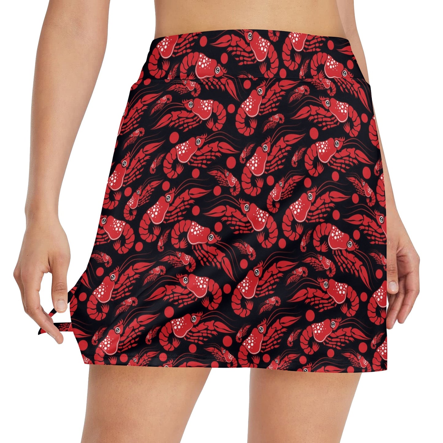 Shrimp Print Design LKS303 17" Golf & Pickleball Skort with Pockets