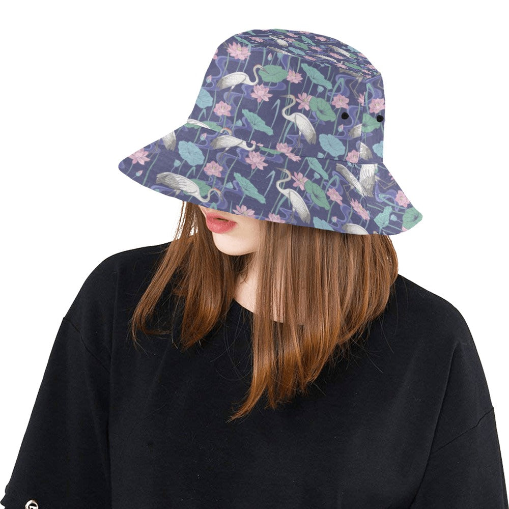 Water Lily Print Design LKS306 Unisex Bucket Hat