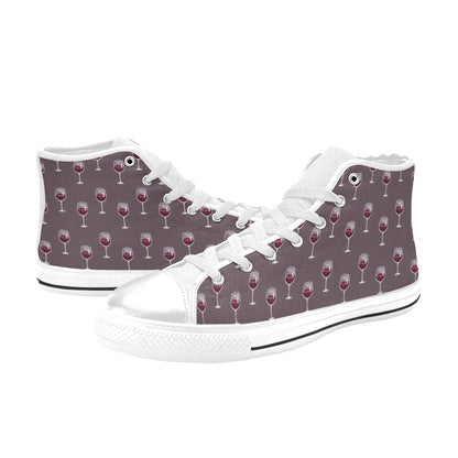 Wine Glass Pattern Print Design LKS305 Men's High Top Canvas Shoes