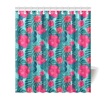 Red Hibiscus Pattern Print Design HB017 Shower Curtain